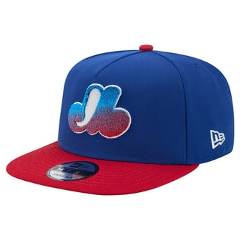 Men's New Era Blue/Red Montreal Expos Chenille Gradient A-Frame 9FIFTY Snapback Hat