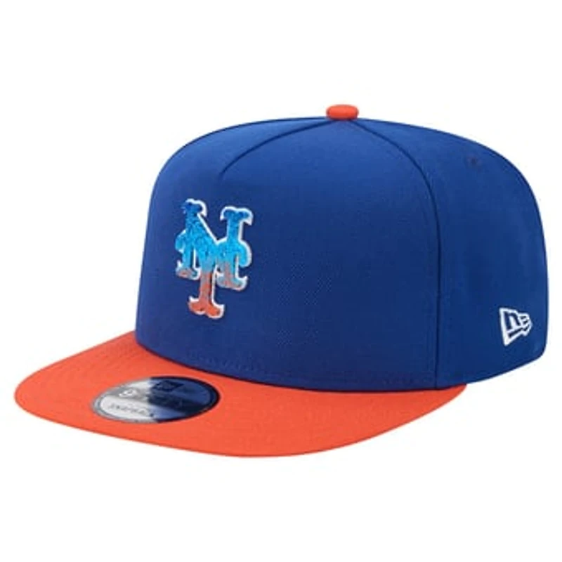 Men's New Era Royal/Orange New York Mets Chenille Gradient A-Frame 9FIFTY Snapback Hat