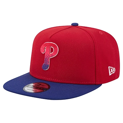 Men's New Era Red/Navy Philadelphia Phillies Chenille Gradient A-Frame 9FIFTY Snapback Hat