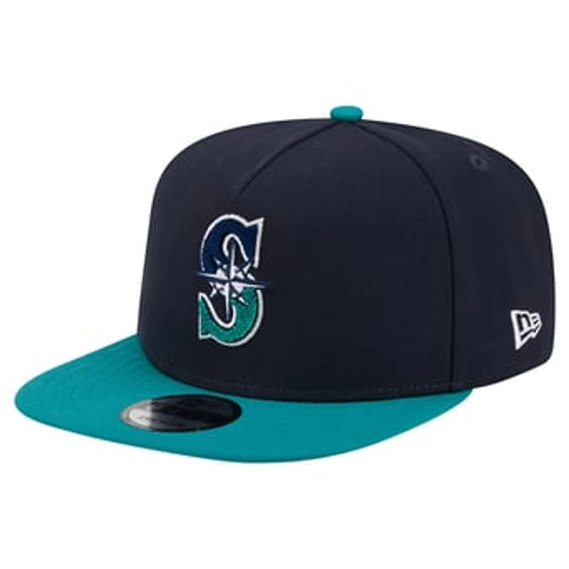Men's New Era Navy/Teal Seattle Mariners Chenille Gradient A-Frame 9FIFTY Snapback Hat