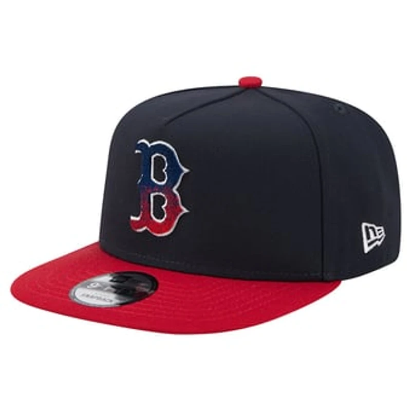 Men's New Era Navy/Red Boston Red Sox Chenille Gradient A-Frame 9FIFTY Snapback Hat