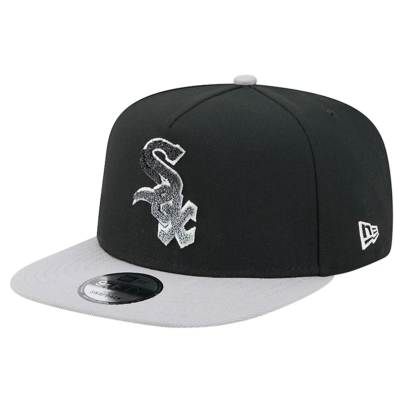Men's New Era Black/Gray Chicago White Sox Chenille Gradient A-Frame 9FIFTY Snapback Hat