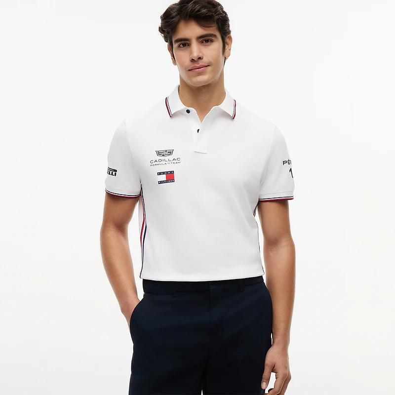 Unisex Tommy Hilfiger x Cadillac F1 Team White Sergio Perez Driver 11 Polo