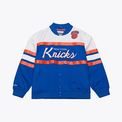 Men's Mitchell & Ness  Royal New York Knicks Hardwood Classics Head Coach Lightweight Satin Full-Snap Jacket