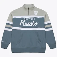 Men's Mitchell & Ness  Blue New York Knicks Thunderstorm Head Coach Quarter-Zip Jacket