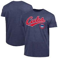 Men's Champion  Navy Chicago Cubs Cooperstown Wordmark Lockup Tri-Blend T-Shirt