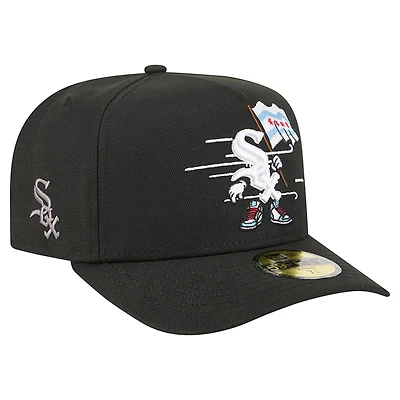 Men's New Era Black Chicago White Sox Cartoon A-Frame 59FIFTY Fitted Hat