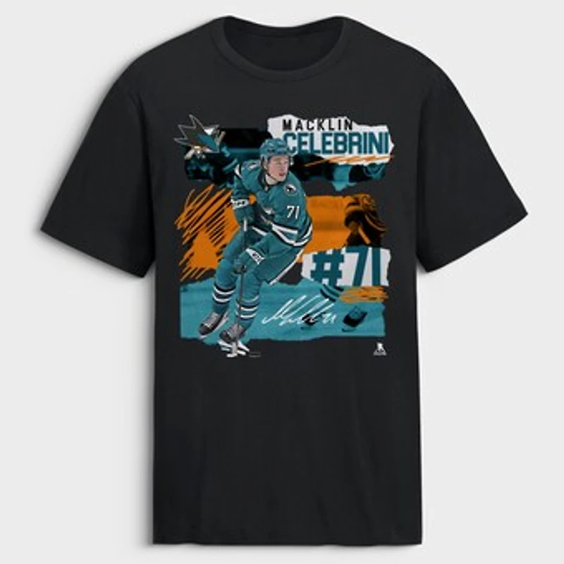 Men's Macklin Celebrini Black San Jose Sharks Fresh Ice T-Shirt