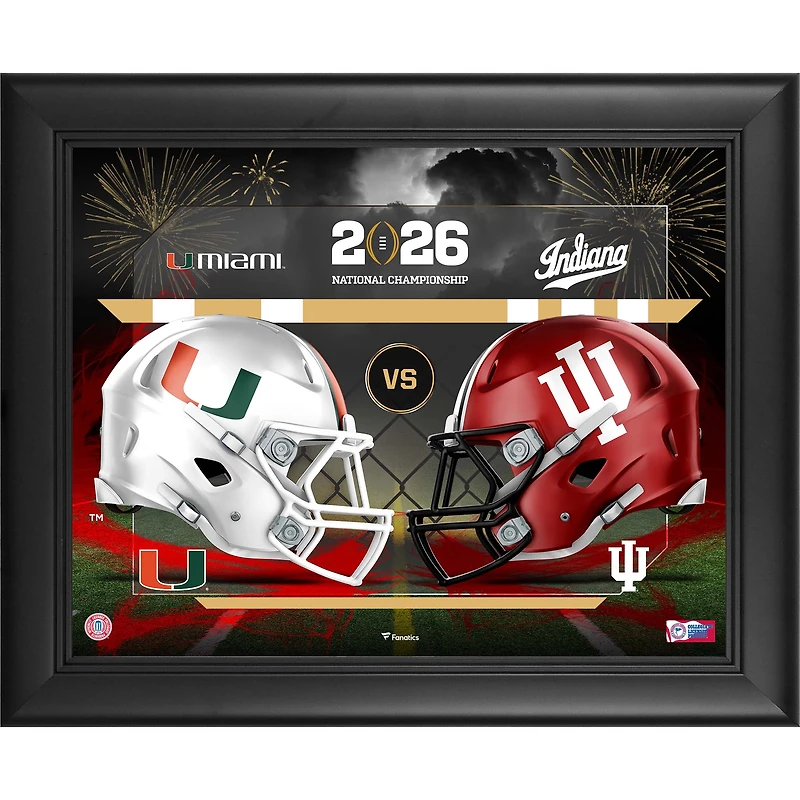 Indiana Hoosiers vs. Miami Hurricanes College Football Playoff 2026 National Championship Game Matchup Framed 11" x 14" Collage