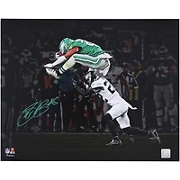 Saquon Barkley New York Giants Autographed 16" x 20" Reverse Hurdle Spotlight Photograph - Signed in Green Ink