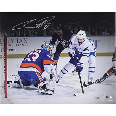 Auston Matthews Toronto Maple Leafs Autographed 16" x 20" Tying Franchise Goal Record Spotlight Photograph