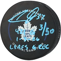 Auston Matthews Toronto Maple Leafs Autographed Official Game Puck with Multiple Inscriptions