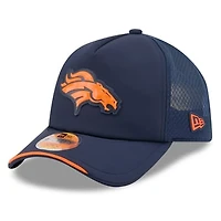 Youth New Era Navy Denver Broncos 2026 Sideline Apex 9FORTY Adjustable Trucker Hat