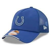 Youth New Era Royal Indianapolis Colts 2026 Sideline Apex 9FORTY Adjustable Trucker Hat
