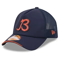 Men's New Era Navy Chicago Bears 2026 Sideline Alternate Apex 9FORTY Adjustable Trucker Hat