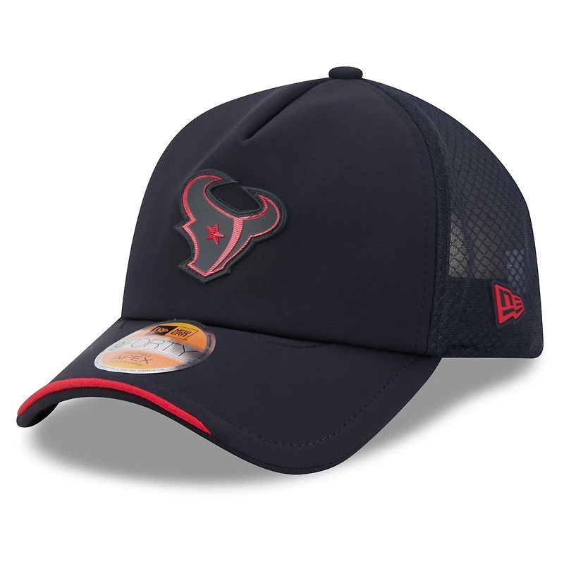 Men's New Era Navy Houston Texans 2026 Sideline Apex 9FORTY Adjustable Trucker Hat