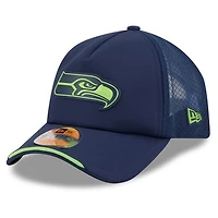 Men's New Era College Navy Seattle Seahawks 2026 Sideline Apex 9FORTY Adjustable Trucker Hat