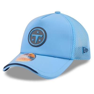 Men's New Era Light Blue Tennessee Titans 2026 Sideline Apex 9FORTY Adjustable Trucker Hat