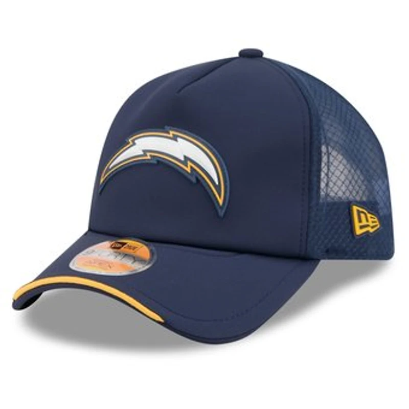 Men's New Era Navy Los Angeles Chargers 2026 Sideline Apex 9FORTY Adjustable Trucker Hat