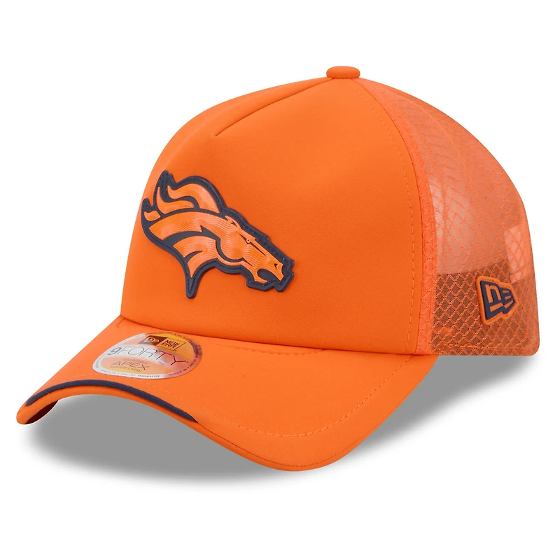 Men's New Era Orange Denver Broncos 2026 Sideline Apex 9FORTY Adjustable Trucker Hat