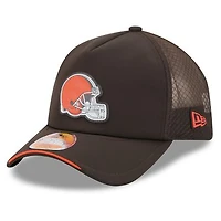 Men's New Era Brown Cleveland Browns 2026 Sideline Apex 9FORTY Adjustable Trucker Hat