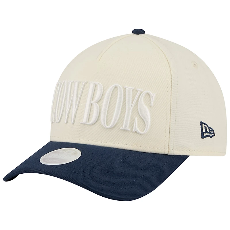 Women's New Era Cream/Navy Dallas Cowboys Tonal A-Frame 9FORTY Adjustable Hat