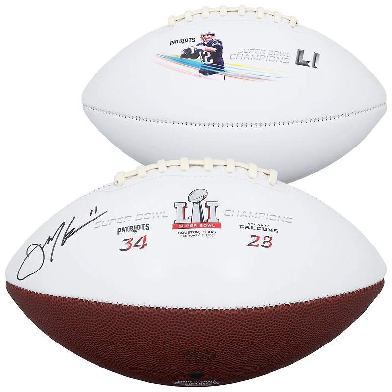 Julian Edelman New England Patriots Autographed Super Bowl LI Champions White Panel Football