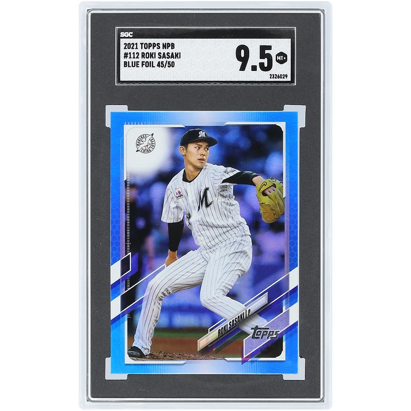Roki Sasaki Chiba Lotte Marines 2021 Topps NPB Blue Foil #112 #45/50 SGC Authenticated 9.5 Card