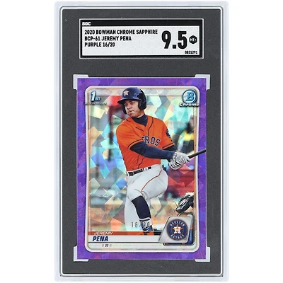 Jeremy Peña Houston Astros 2020 Bowman Chrome Sapphire 1st Bowman Purple Refractor #BCP-61 #16/20 SGC Authenticated 9.5 Card