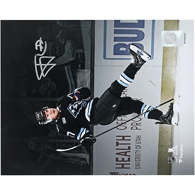 JJ Peterka Utah Mammoth Autographed 8" x 10" Black Jersey Celebration Spotlight Photograph