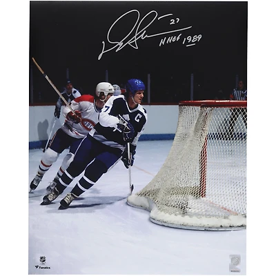 Darryl Sittler Toronto Maple Leafs Autographed 16" x 20" Blue Jersey Skating Photograph with "HHOF 1989" Inscription