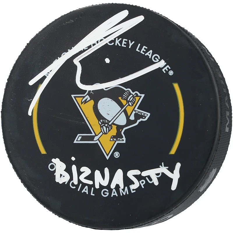 Paul Bissonnette Pittsburgh Penguins Autographed Official Game Puck with "Biznasty" Inscription