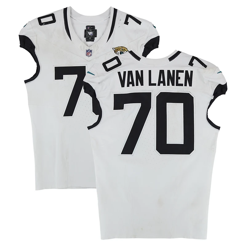 Cole Van Lanen Jacksonville Jaguars Game-Used #70 White Nike Jersey vs. Indianapolis Colts on December 28, 2025