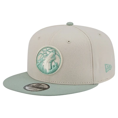 Men's New Era Cream/Light Green Minnesota Timberwolves Color Pack 9FIFTY Snapback Hat