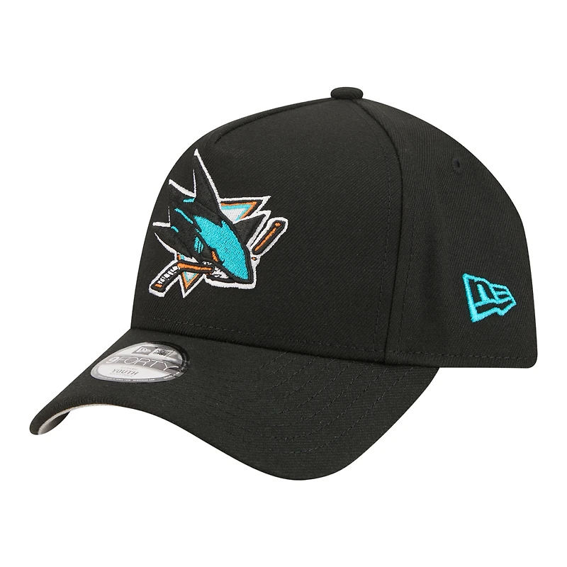 Youth New Era Black San Jose Sharks 9FORTY A-Frame Adjustable Hat