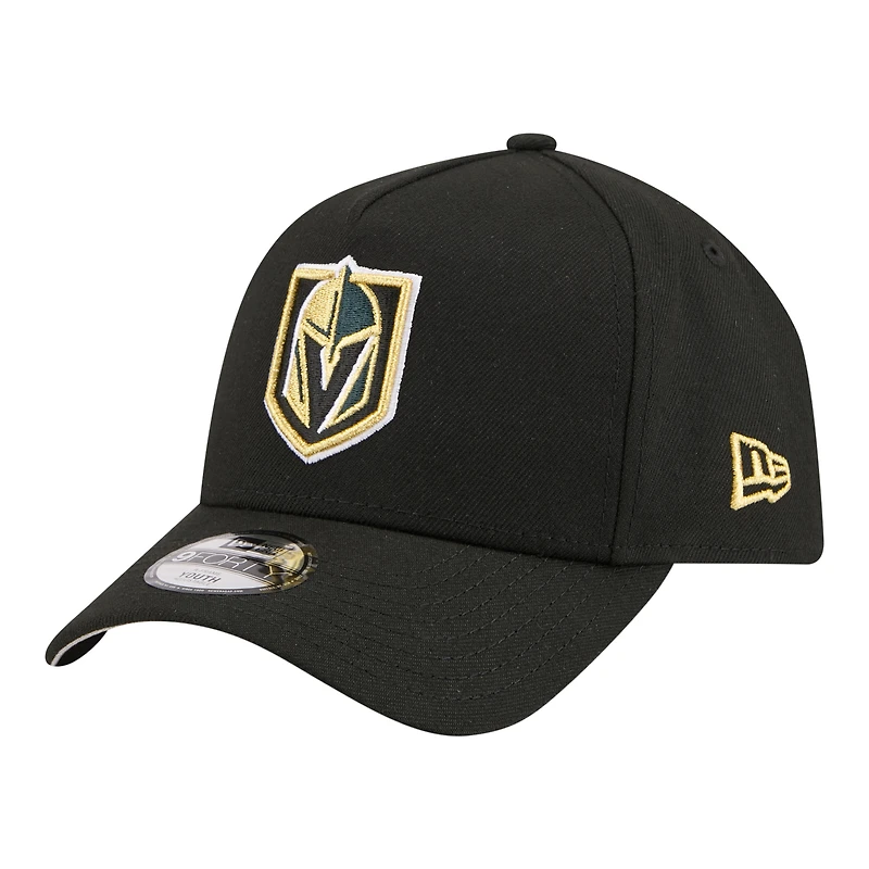 Youth New Era Black Vegas Golden Knights 9FORTY A-Frame Adjustable Hat
