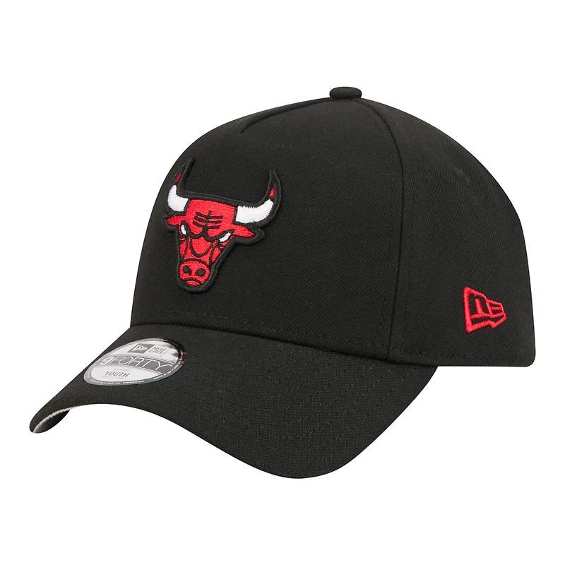 Youth New Era  Black Chicago Bulls 9FORTY A-Frame Adjustable Hat