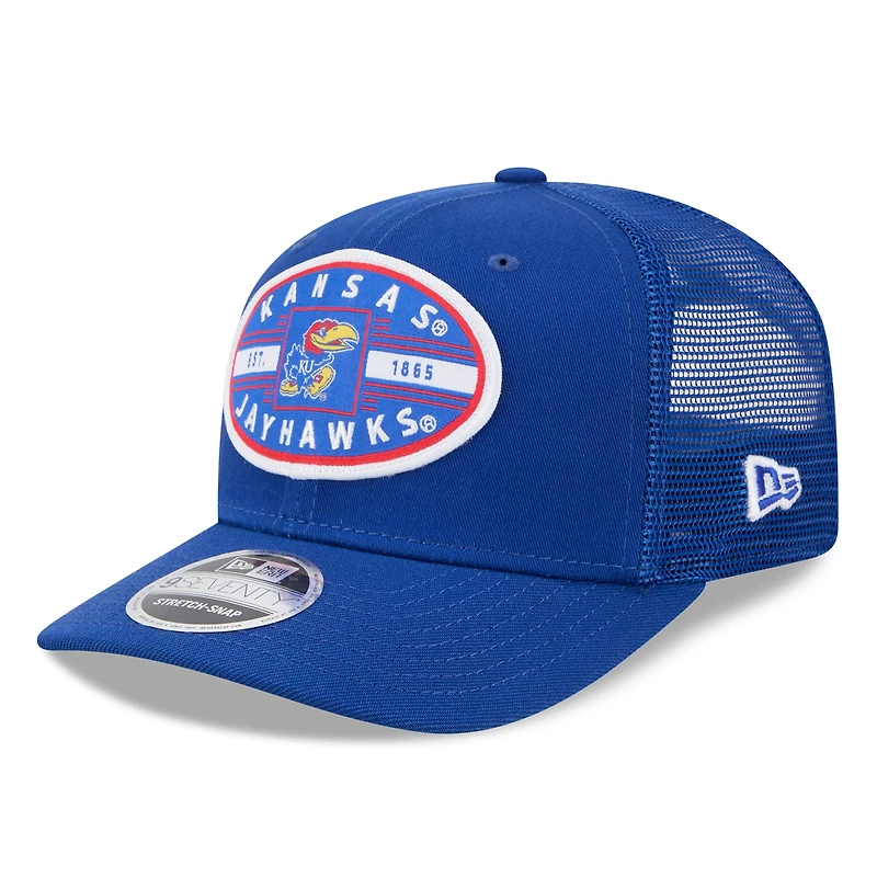 Unisex New Era Royal Kansas Jayhawks Inline Patch 9SEVENTY Trucker Adjustable Hat