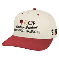 Men's  Stone/Crimson Indiana Hoosiers College Football Playoff 2025 National Champions Stack Logo Adjustable Hat