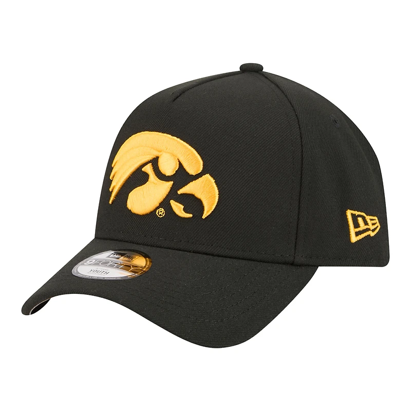 Youth New Era Black Iowa Hawkeyes 9FORTY A-Frame Adjustable Hat