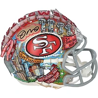 Joe Montana San Francisco 49ers Autographed Riddell 1964-95 Throwback Speed Mini Helmet - Art by Charles Fazzino - WN55916214