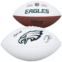 DeVonta Smith & Jalen Hurts Philadelphia Eagles Autographed Wilson White Panel Football