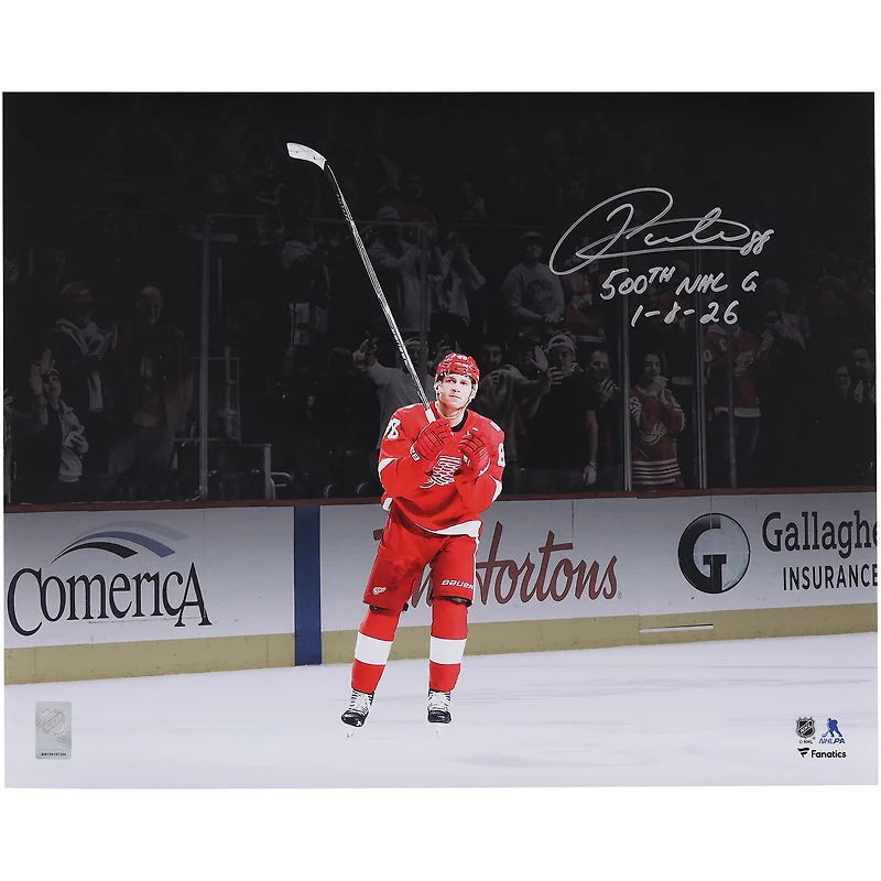 Patrick Kane Detroit Red Wings Autographed 16" x 20" 500th NHL Goal Celebration Photograph with "500th NHL G 1-8-26" Inscription