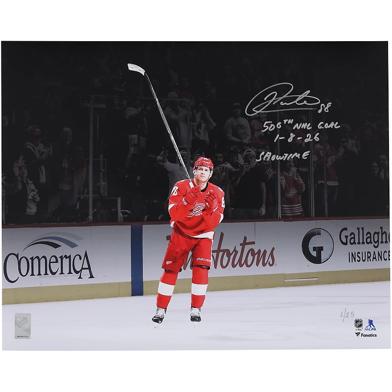 Patrick Kane Detroit Red Wings Autographed 16" x 20" 500th NHL Goal Celebration Photograph with Multiple Inscriptions