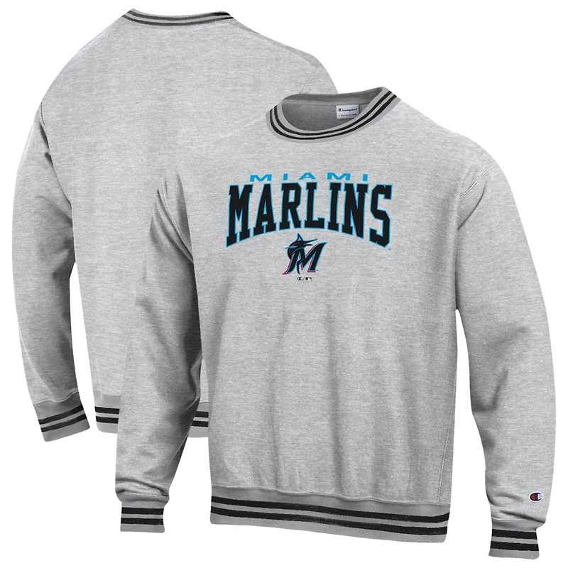 Men's Champion Black Miami Marlins Reverse Weave Sweatshirt