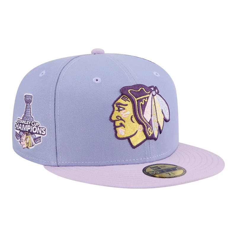 Men's New Era Light Purple/Purple Chicago Blackhawks Lavender Bloom 59FIFTY Fitted Hat