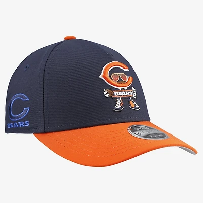 Youth New Era Navy Chicago Bears Cartoon A-Frame 9FORTY Adjustable Hat