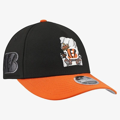 Youth New Era Black Cincinnati Bengals Cartoon A-Frame 9FORTY Adjustable Hat