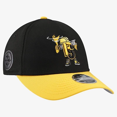 Youth New Era Black Pittsburgh Steelers Cartoon A-Frame 9FORTY Adjustable Hat