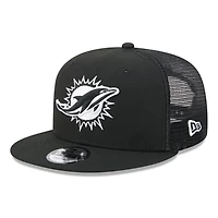 Men's New Era Black/White Miami Dolphins 9FIFTY Snapback Trucker Hat